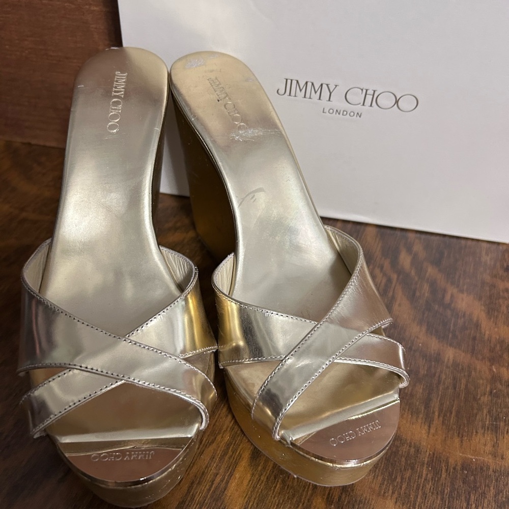 Jimmy Choo Gold Women's wedge Sandals